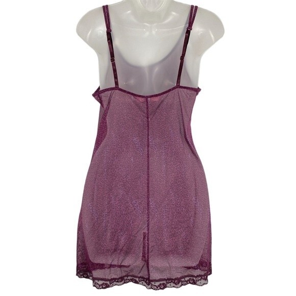 Victoria Secret’s Animal Print Maroon /Purple Black Babydoll Chemise Size M VGUC - Picture 4 of 5